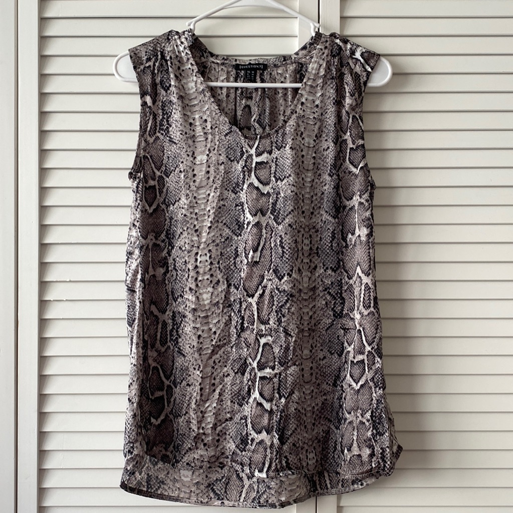 Multi Beige Python Snake Print High Low Blouse